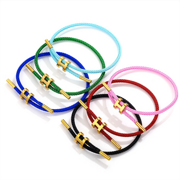 Stainless Steel Bangle Manufacturer - Cross-Border Adjustable 3D Hard Gold 18K Gold-Plated I-Shaped Buckle Fashion String for Bracelet Weaving