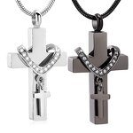 Stainless Steel Cross-Shaped Urn Necklace Manufacturer - Personalized Blank Simple Fashion Cremation Jewelry Lover Pet Cross Pendant