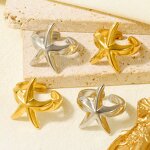 Stainless Steel Exaggerated Ring Manufacturer - Anillo De Acero Inoxidable Irregular Chunky Textured Open Sea Starfish Titanium Steel
