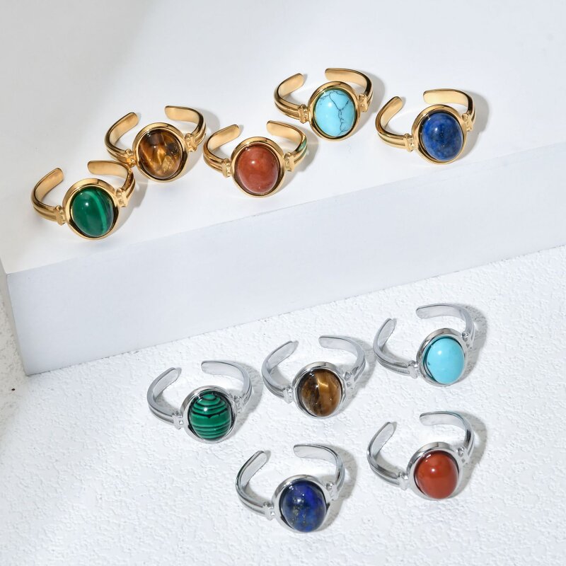 Stainless Steel Vintage Ring Manufacturer - Waterproof Jewelry Wholesale 18K Gold Natural Stone