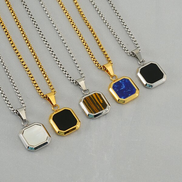 Stainless Steel Geometric Square Pendant Necklace Manufacturer - Hot Selling Men's Sweater Chain Shell Acrylic Jewelry Fashion Chains