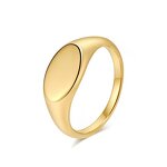 Stainless Steel Blank Ring Manufacturer - Linsa Jewelry Simple Oval Unisex Cold Style Trendy Wedding Engagement Party Gold-color Plated