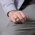 Stainless Steel Twist Ring Manufacturer - Waterproof Non Tarnish Gold Jewelry 18K Gold Plated Titanium Steel Metal Hollow Chain Cuban Link for Women