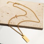 Stainless Steel Rectangular Pendant Manufacturer - Women Children's Blank Side Chain Necklace Simple Gold-color Casual Joker DIY Lettering
