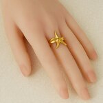 Stainless Steel Exaggerated Ring Manufacturer - Anillo De Acero Inoxidable Irregular Chunky Textured Open Sea Starfish Titanium Steel