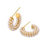 Stainless Steel Pearl Earrings Manufacturer - Linsa Custom Luxury Women's Men 18K Gold Plated C-shape