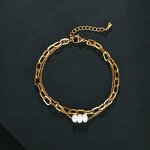Stainless Steel Paperclip Chain Bracelet Manufacturer - 18k Gold Women's Fashion Accessories Double Layer Freshwater Pearls Charm