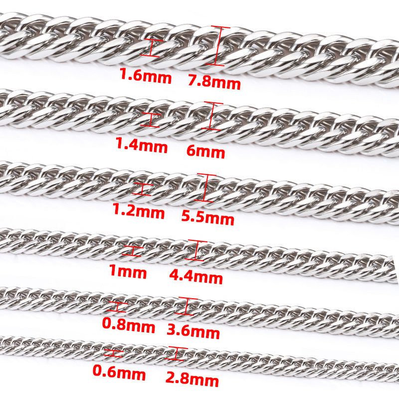 Stainless Steel Four-Sided Chain Manufacturer - Double Weave Non-Fading Waterproof Necklace Bracelet Titanium Steel DIY Stock Buddhism