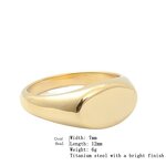 Stainless Steel Blank Ring Manufacturer - Linsa Jewelry Simple Oval Unisex Cold Style Trendy Wedding Engagement Party Gold-color Plated