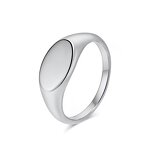 Stainless Steel Blank Ring Manufacturer - Linsa Jewelry Simple Oval Unisex Cold Style Trendy Wedding Engagement Party Gold-color Plated