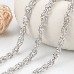 Stainless Steel Link Chain Manufacturer - By Meter Double Weave Embossed Unisex Necklace/Bracelet Geometric Shape Shiny & Trendy for DIY