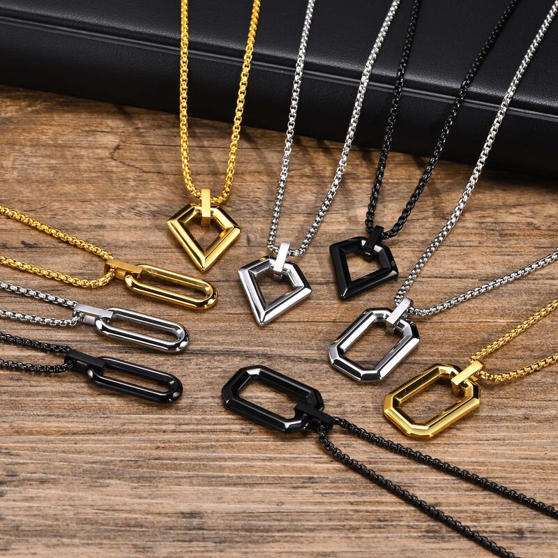 Stainless Steel Punk Necklace Manufacturer - Hot Selling High Polishing Square Jewelry for women men gifts