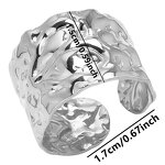 Stainless Steel Wide Ring Manufacturer - Geometric Liquid Wrinkles Exaggerated Concave Convex Pattern Couples Trendy Waterproof Jewelry