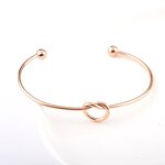 Stainless Steel Bracelet Manufacturer - Wholesale Price Korean Fashion Style Open Bangle Simple Knot Design Heart Shape Jewelry