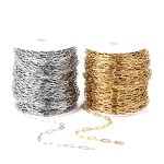 Stainless Steel Cable Chain Necklace Manufacturer - 50meters/Roll 1x4x12mm Non Tarnish Gold Plated Paperclip for DIY Jewelry Making