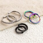 Stainless Steel Huggie Earrings Manufacturer - Wholesale Minimal Crystal Zircon Inlaid Black Silver Rainbow Round Circle Piercing Jewelry