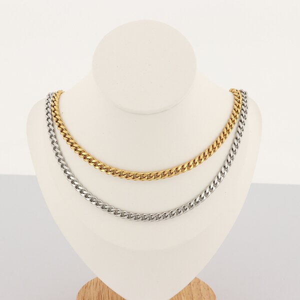 Stainless Steel Cuban Link Chain Manufacturer - 5mm Width Fashion Jewelry 18k Gold Wholesale Diy Making Europe Popular Bracelets Necklace Men