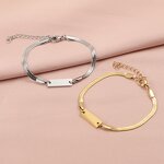 Stainless Steel Snake Chain Bracelet Manufacturer - Trendy Gold-color Plated Long Flat Unisex Temperament All-match DIY Engraving Snake Bone