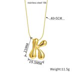 Stainless Steel Initial Letter Pendant Necklace Manufacturer - Women's Cute Style Tiny Bubble Gold Plated Puffy Fashion Jewelry