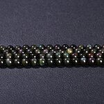 Semi-Precious Gemstone Beads - Natural Black Rainbow Obsidian Ice Black 4-14mm Loose Beads