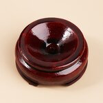 Crystal Sphere Base Mahogany Holder - Wood Pedestal Support 4-75g Home Ornament