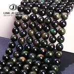 Semi-Precious Gemstone Beads - Natural Black Rainbow Obsidian Ice Black 4-14mm Loose Beads