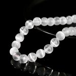 Natural Stone Beads Manufacturer - 5A White Selenite Clear Cat Eye Gypsum Loose Beads