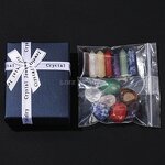 Natural Seven Chakra Tumbled Stone Set - Pointed Quartz Healing Stone Hexagon Gems