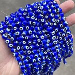 Dark Blue Evil Eye Beads - 4-10mm Round Shape Glazed Glass for Bracelet Earring Necklace