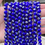 Crystal Glass Spacer Beads - Dark Blue Lampwork Evil Eye 4-10mm for Jewelry Making