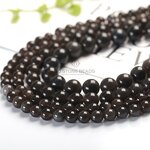 Semi-Precious Gemstone Beads - Natural Black Rainbow Obsidian Ice Black 4-14mm Loose Beads