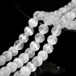 Natural Stone Beads Manufacturer - 5A White Selenite Clear Cat Eye Gypsum Loose Beads