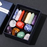 Natural Seven Chakra Tumbled Stone Set - Pointed Quartz Healing Stone Hexagon Gems