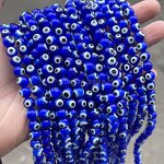 Dark Blue Evil Eye Beads - 4-10mm Round Shape Glazed Glass for Bracelet Earring Necklace