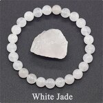 Natural Stone Beaded Bracelets - 6-10mm High Quality Elastic Round Energy Bracelets