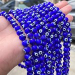 Crystal Glass Spacer Beads - Dark Blue Lampwork Evil Eye 4-10mm for Jewelry Making