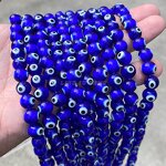 Crystal Glass Spacer Beads - Dark Blue Lampwork Evil Eye 4-10mm for Jewelry Making