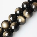 Rainbow Black Gemstone Stone Beads - 4-16mm 5A 7A Round Polished Gold Obsidian Beads