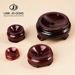 Crystal Sphere Base Mahogany Holder - Wood Pedestal Support 4-75g Home Ornament