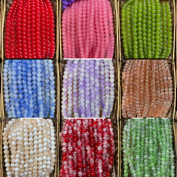 Single Pure Color Glass Beads - Multicolor 8mm Round Beads for DIY Jewelry Making