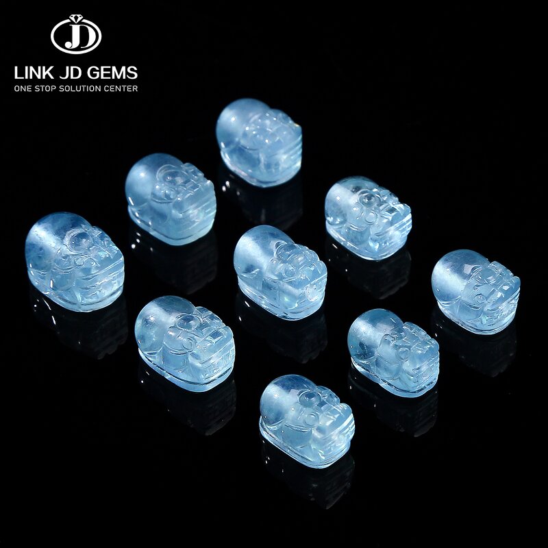 Premium Top Grade Natural Aquamarine Pixiu - 10-15mm 7A Ancient Chinese Amulet