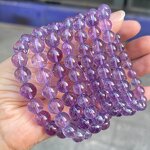 Natural Bolivian Lavender Quartz Bracelet - 8-10mm 7AA Amethyst Jewelry for Calmness