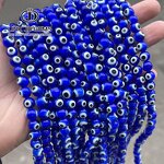 Dark Blue Evil Eye Beads - 4-10mm Round Shape Glazed Glass for Bracelet Earring Necklace