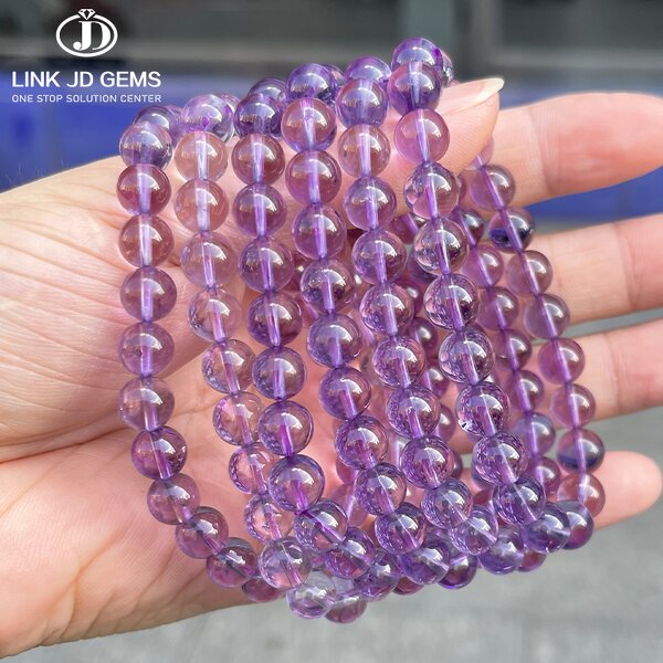 Natural Bolivian Amethyst Lavender Quartz Bracelet - 7-8mm 8A Premium Purple Crystal