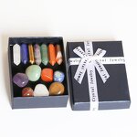Natural Stone Specimen Box Set - Seven Chakra Rough Mineral Stone Hexagonal Column