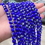 Crystal Glass Spacer Beads - Dark Blue Lampwork Evil Eye 4-10mm for Jewelry Making