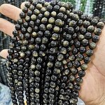 Rainbow Black Gemstone Stone Beads - 4-16mm 5A 7A Round Polished Gold Obsidian Beads