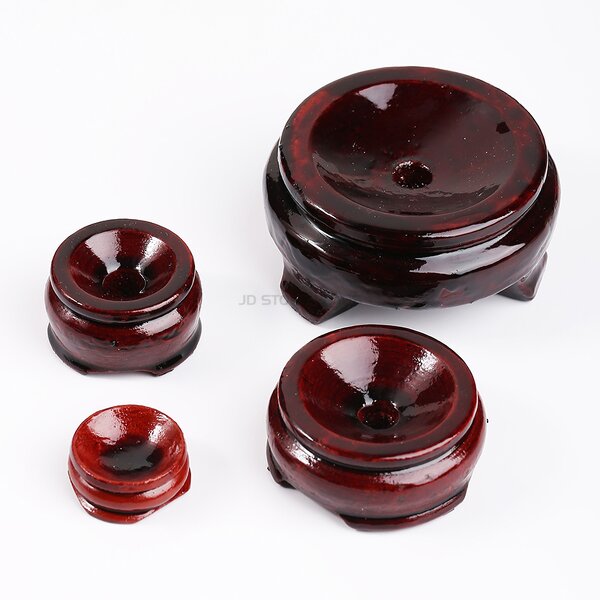 Crystal Sphere Base Mahogany Holder - Wood Pedestal Support 4-75g Home Ornament
