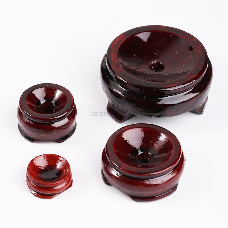 Crystal Sphere Base Mahogany Holder - Wood Pedestal Support 4-75g Home Ornament