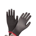 PU Coated Protective Work Gloves Manufacturer - Reusable 13G Black Polyester/Nylon Liner